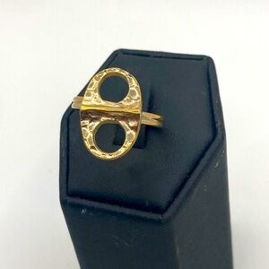 Vtg Sarah Cov Gold Tone Pop Can Tab Design Adjustable Ring OS